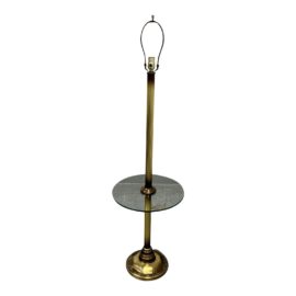 Brass Floor Lamp + Glass Shelf