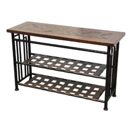 Riverside Furniture Console Table With Woven Leather Shelves