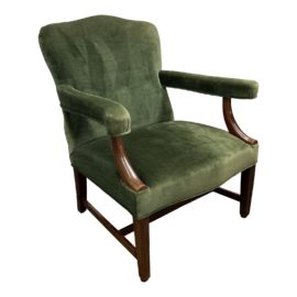 Vintage Velvet Chair in Forest Green