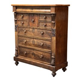 Late 19th Century Victorian Mahogany Scotch Birds-Eye Chest of Drawers