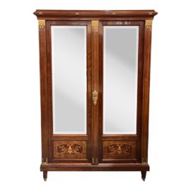 Neoclassical Empire Style Double Mirrored Door Armoire