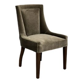 Contemporary Moss Green + Nailhead Trim Side Chair