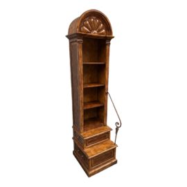 19th Century English Style Walnut Bookshelf + Staircase