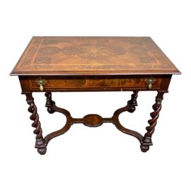 William + Mary Walnut Marquetry Reproduction Writing Desk