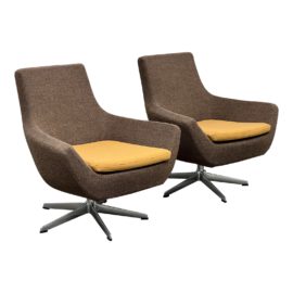 High Tower Swivel Low Back Lounge Happy Chairs, a Pair. Original Price: $6,680
