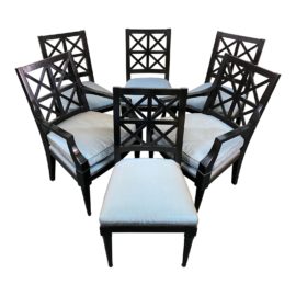 Jantar Mantar Contemporary Black Dining Room Chairs, a Set of Six