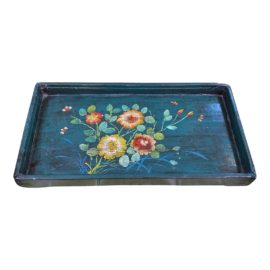 Vintage Hand Painted Floral Wood Tray