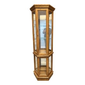 Wood Mirrored Display Cabinet With Integrated Lighting - Small