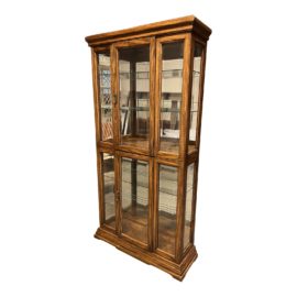 Wood Mirrored Display Cabinet With Integrated Lighting - Large