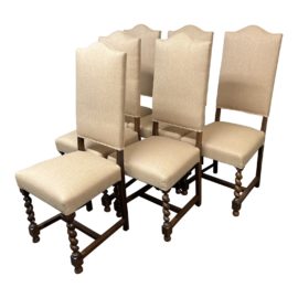 Louis XIII Style Dining Chairs + Barley Twist Legs, Set of 6. Original Price: $2,400