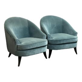 Bolier & Co. Richard Mishaan Modern Luxury No. 92019 Velvet Club Chairs, a Pair. Original Price: $5,895