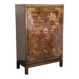 Vintage Drexel Chinoiserie Style Lacquered Bar Cabinet