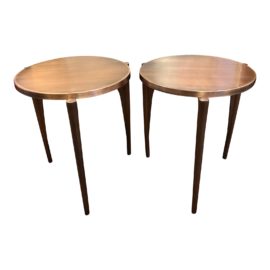 Brownstone Palisades Copper Tripod End Tables, a Pair. Original Price: $3,338