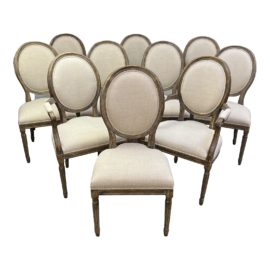 Restoration Hardware Vintage French Round Dining Chairs, Set of Ten. Original Price: $5,160