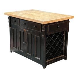 Napastyle Solid Hardwood Kitchen Island With Butcher Block Top