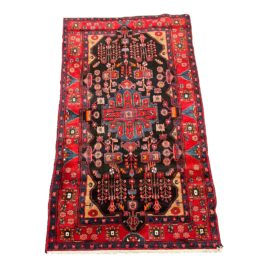 Vintage Tribal Pattern Handwoven Wool Rug, Iran - 4′7″ × 8′9″