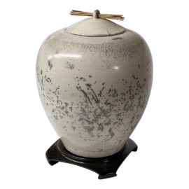 Mike Brennan Contemporary Raku Lidded Ginger Jar + Stand