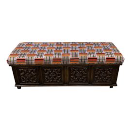 Vintage Lane Furniture Carved Cedar Chest With Custom Upholstery