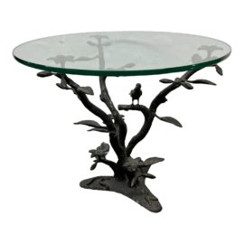 Willy Daro Lovebird Glass Top Side Table