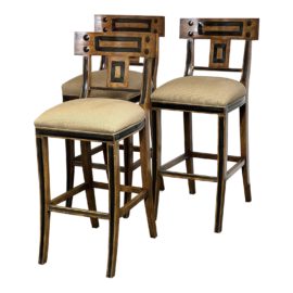 Michael Taylor Designs Custom Model White Barstools, Set of Three. Original Price: $8,000