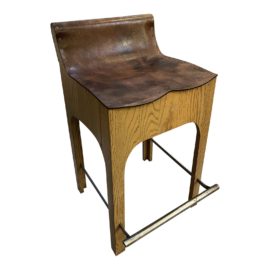 Custom Design Leather + Wood Counter Stool. Original Price: $1,350