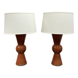 Currey & Company Upbeat Orange Table Lamps, a Pair. Original Price: $915