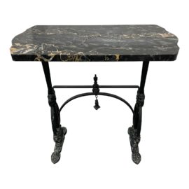 Oscar Bach Nero Portoro Marble + Ornate Forged Cast Ironwork Bistro Table