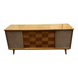 Morse Mid-Century Modern Two-Toned Stereo + Record Player Console