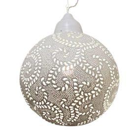 Contemporary Large White Metal Filagree Pendant