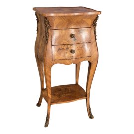 Antique French Wood Inlaid Side Table
