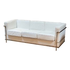 LC3 Style White Leatherette Sofa