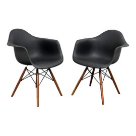 Charles & Ray Eames Style Molded Shell Arm Chairs, a Pair