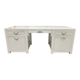 Custom Design White Lacquer Executive Office Desk