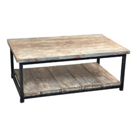 Custom Design Weathered Wood + Iron Coffee Table