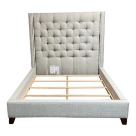 Queen Size Pottery Barn Harper Tufted Upholstered Tall Bed Frame. Original Price: $1,700