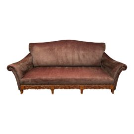 Vintage Art Deco Inspired Custom Maroon Sofa