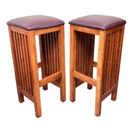 Sunny Designs Mission Style Oak Barstools, a Pair