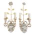 1930's Maison Bagues French Crystal Floral Gilt Metal Sconces - a Pair