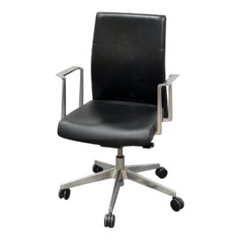 Akaba Muga Black Leather Executive Office Chair on Casters. Original Price: $1,200