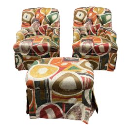 Custom Design Mosaic Chairs + Ottoman, Set of Three