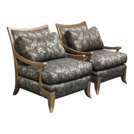 Impact International Gilt Framed Arm Chairs, a Pair