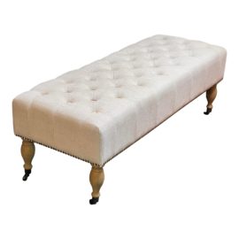 Restoration Hardware Tufted Linen Bench. Original Price: $1,100