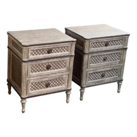 Restoration Hardware Louis XVI Trelliage Closed Nightstands, a Pair. Original Price: $2,095