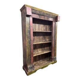 Vintage India Temple Carved + Painted Bookcase