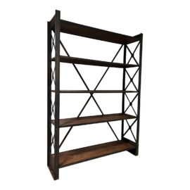 Big Daddies Antiques Industrial French Postal Iron + Wood Industrial Shelf