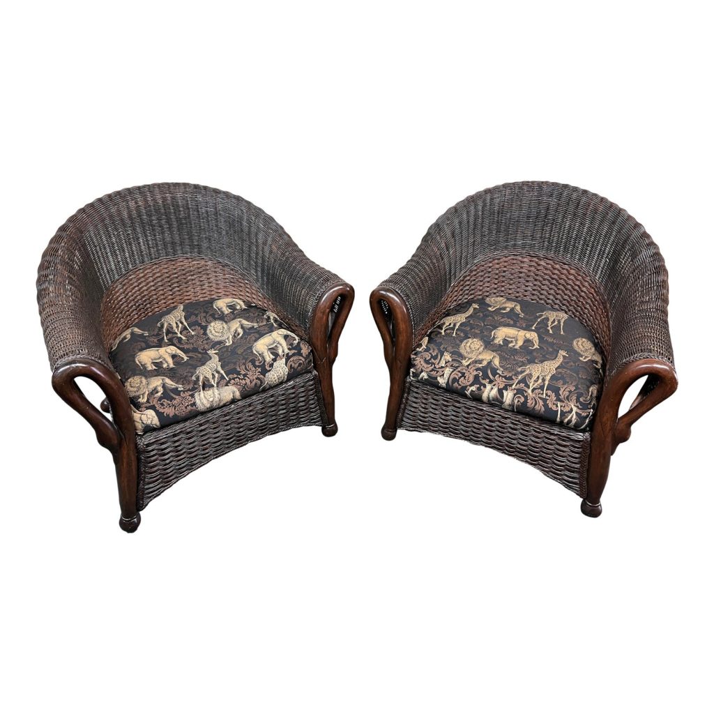 Vintage Style Wicker Chairs, a Pair Design Plus Gallery