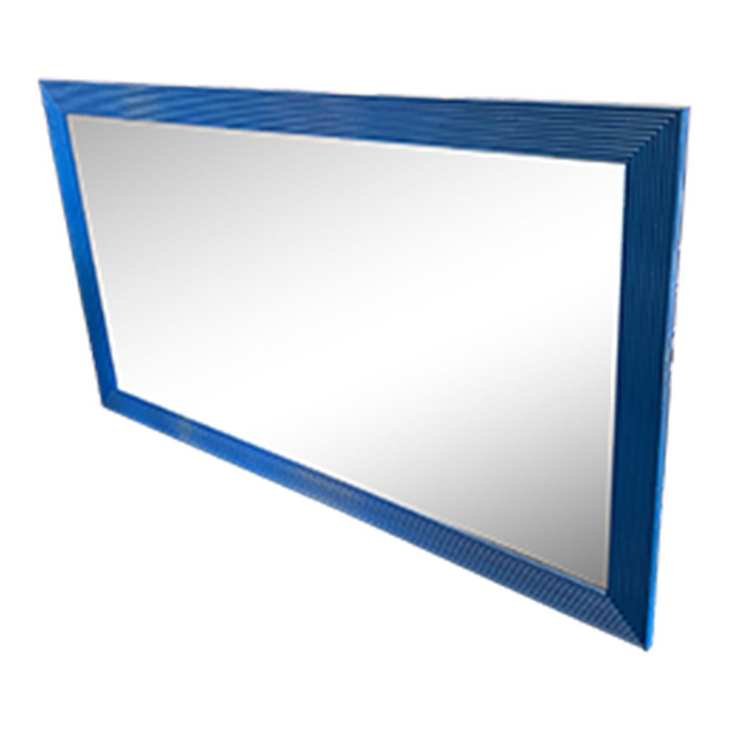 Custom Design Blue Ribbed Lacquer Wall Mirror - Design Plus Gallery