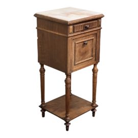 Antique Louis XVI Style Porcelain Lined Nightstand + End Table