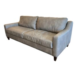 Grey Leather Two Cushion Sofa by Comfort Design