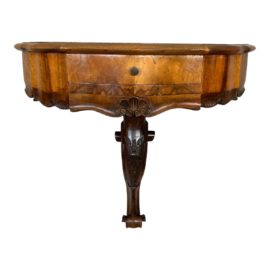 Antique Carved Demilune Wall Mount Console Table